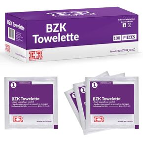 Ever Ready First Aid Benzalkonium BZK Wipes, 5"x7", 300 Count