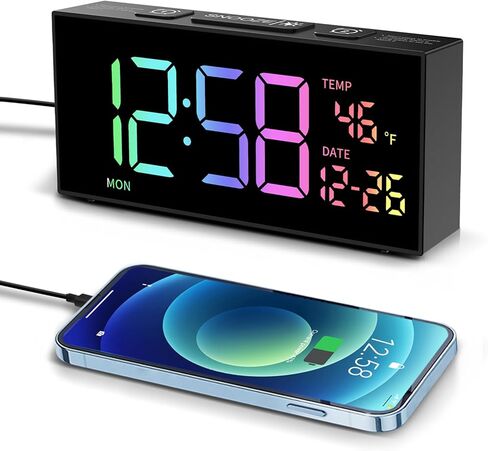 Netzu Alarm Clocks for Bedrooms, Digital Alarm Clock with Date Temperature and Weekday, Manual DST, Snooze, 2 Alarms, 4 Volumes Bedside Desk Clock for Living Room Home in Saudi Arabia