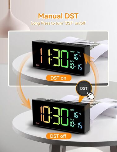 Netzu Alarm Clocks for Bedrooms, Digital Alarm Clock with Date Temperature and Weekday, Manual DST, Snooze, 2 Alarms, 4 Volumes Bedside Desk Clock for Living Room Home in Saudi Arabia