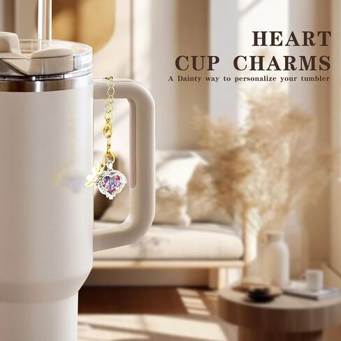 Charm Accessories for Stanley Cup - Heart of Ocean Ornaments Crystal Simple Modern Handle Decor for Tumbler Cups Mug Keychains Wallets Backpacks in Saudi Arabia