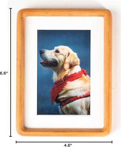Picture-Photo-Frame-4x6 Natural-Wood-Glass Mat-Vertical-Horizontal Tabletop-Display-Wall-Mount - for Home Decor or Office Desk Family Mothers Day Gift(Teak,4x6 Matted to 3x5) in Saudi Arabia