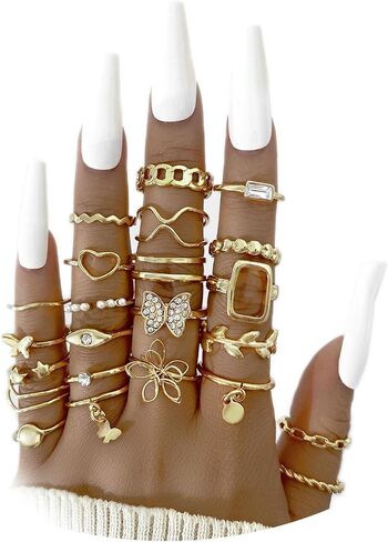 FUTIMELY Boho Retro Stackable Rings Sets for Women,Knuckle Joint Finger Nail Ring Sets Vintage Crystal Love Heart Midi Rings Pack in Saudi Arabia
