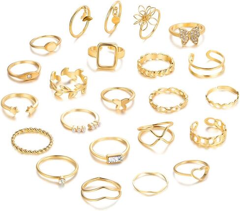 FUTIMELY Boho Retro Stackable Rings Sets for Women,Knuckle Joint Finger Nail Ring Sets Vintage Crystal Love Heart Midi Rings Pack in Saudi Arabia