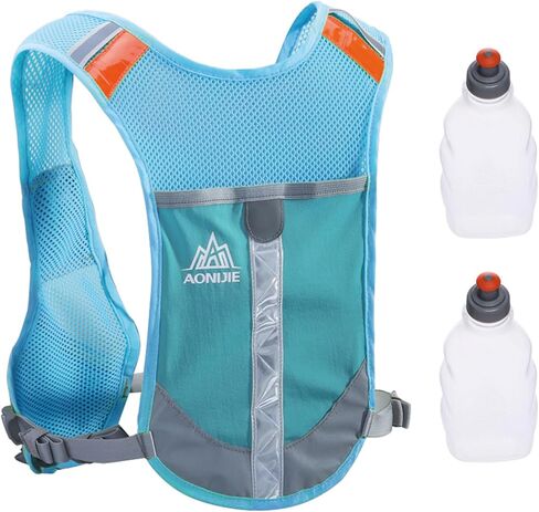 حقيبة ظهر TRIWONDER Hydration Pack سعة 5.5 لتر للأماكن الخارجية سترة Mochilas Trail Marathoner للجري والسباق (رمادي - مع زجاجتين مياه) in Kuwait