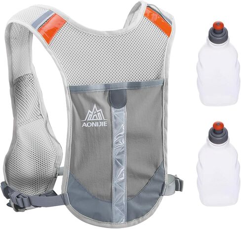 حقيبة ظهر TRIWONDER Hydration Pack سعة 5.5 لتر للأماكن الخارجية سترة Mochilas Trail Marathoner للجري والسباق (رمادي - مع زجاجتين مياه) in Kuwait
