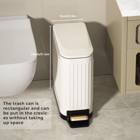6L/1.6 Gallon Pedal Trash can and Toilet Brush Set, Small Metal Pedal Trash can, Detachable Toilet Brush, Bathroom Trash can Toilet Brush Two Sets (Black) in Saudi Arabia