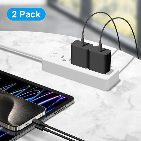 iPhone 15 Charger Fast Charging - 2 Pack 20W USB C Wall Charger Block with 6Ft Type C Cable for iPhone 15/15 Pro/15 Pro Max, iPad Pro, Air 5/4, 10th, Samsung Galaxy and Android Phone（Pink） in Saudi Arabia