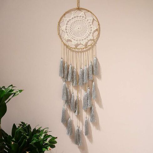 صائدة الأحلام macrame للفتيات - ديكور جداري كبير لصائدي الأحلام بوهو، زينة شرابات مصنوعة يدويًا، ديكور غرفة ملون لغرفة النوم، غرفة المعيشة، شقة الحضانة (مزيج أرجواني) in Kuwait