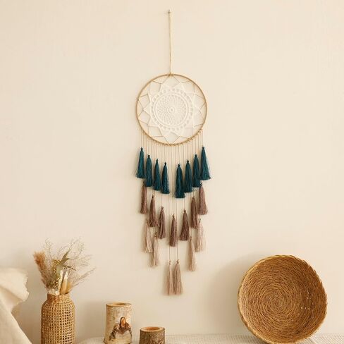 صائدة الأحلام macrame للفتيات - ديكور جداري كبير لصائدي الأحلام بوهو، زينة شرابات مصنوعة يدويًا، ديكور غرفة ملون لغرفة النوم، غرفة المعيشة، شقة الحضانة (مزيج أرجواني) in Kuwait