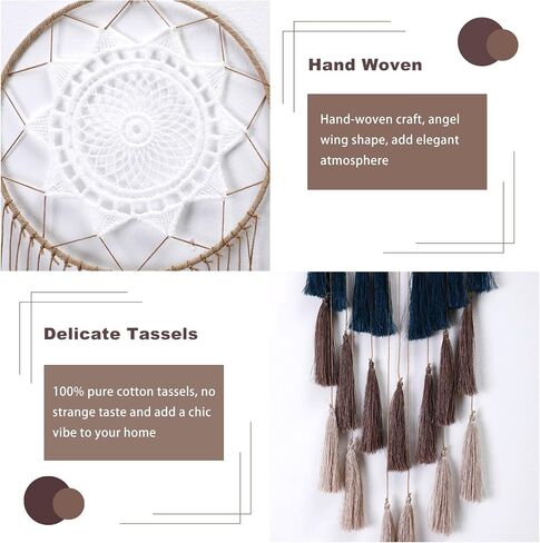 صائدة الأحلام macrame للفتيات - ديكور جداري كبير لصائدي الأحلام بوهو، زينة شرابات مصنوعة يدويًا، ديكور غرفة ملون لغرفة النوم، غرفة المعيشة، شقة الحضانة (مزيج أرجواني) in Kuwait