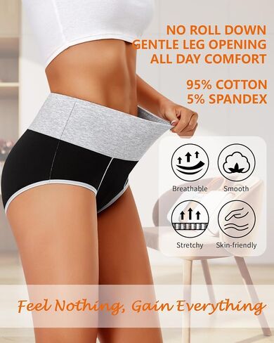 ASIMOON Womens Cotton Underwear High Waisted Slight Tummy Control Panties Soft Breathable Full Coverage Briefs Multipack in Saudi Arabia