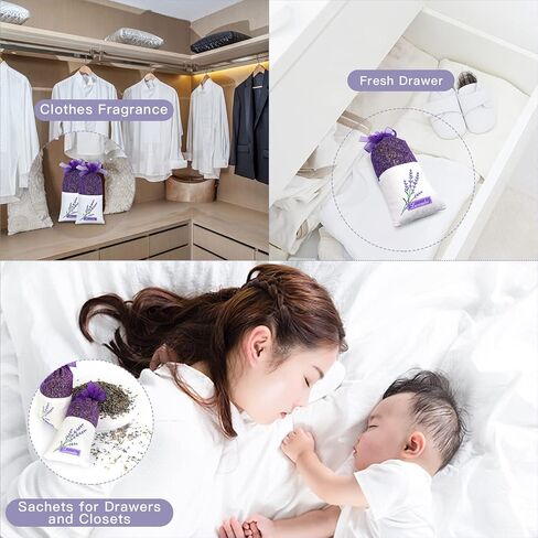 Scented Sachets, Lavender Sachets, Home Fragrance Sachets Gift Set, Sachet, Bags for Drawers and Closets for Mom(16 Packs) Linen, Lavender, Vanilla, Cotton, for Mom in Saudi Arabia