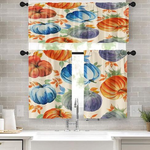 هالوين قلعة المطبخ ستائر الهيكل العظمي الجمجمة نافذة الستائر الستارة والطبقة مجموعة 36 بوصة، مضحك شجرة القوطية قضيب جيب قصيرة الطبقة الستار للغرفة، الرعب مخيف مقهى صغير ديكور المطبخ in Kuwait