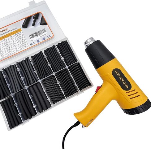 Heat Shrink Tubing Kit 355pcs - 3:1 Dual Wall Adhesive Lined - Electrical Waterproof Industrial Heat-Shrink Tubing Terminals- Marine Grade Wire Connector Shrink Wrap Tube - 3.15" Length - Black in Saudi Arabia