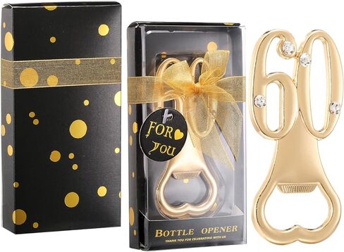 24 قطعة من فتاحة الزجاجات رقم 65 ذات طابع ذهبي هدية عيد ميلاد للضيوف في الذكرى السنوية الخامسة والستين لحفلات الزفاف و65 فتاحة زجاجات لتزيين هدايا عيد الميلاد (ذهبي، 65 نمط) in Kuwait