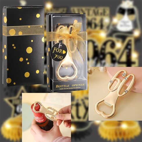 24 قطعة من فتاحة الزجاجات رقم 65 ذات طابع ذهبي هدية عيد ميلاد للضيوف في الذكرى السنوية الخامسة والستين لحفلات الزفاف و65 فتاحة زجاجات لتزيين هدايا عيد الميلاد (ذهبي، 65 نمط) in Kuwait