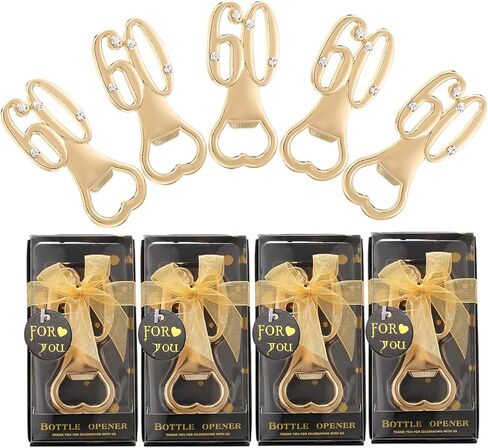 24 قطعة من فتاحة الزجاجات رقم 65 ذات طابع ذهبي هدية عيد ميلاد للضيوف في الذكرى السنوية الخامسة والستين لحفلات الزفاف و65 فتاحة زجاجات لتزيين هدايا عيد الميلاد (ذهبي، 65 نمط) in Kuwait