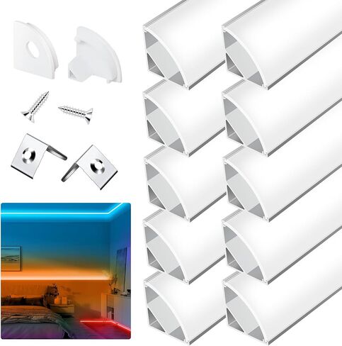 V Shape LED Strip Channel Diffuser System, 30 Pack 3.3ft /1Meter Aluminum Channel Profile Track with Milky Cover, Mounting Kit - Easy Cut and Installation Indoor/Outdoor Use in Saudi Arabia