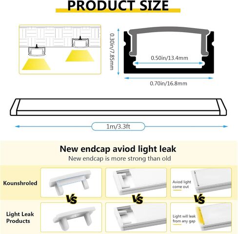 V Shape LED Strip Channel Diffuser System, 30 Pack 3.3ft /1Meter Aluminum Channel Profile Track with Milky Cover, Mounting Kit - Easy Cut and Installation Indoor/Outdoor Use in Saudi Arabia