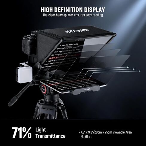 NEEWER Teleprompter مع حامل كاميرا من نوع Arca، أحذية باردة، جهاز تحكم RT113 لتطبيق NEEWER Teleprompter، التدريس عبر الإنترنت/Vlogger/مطالبة البث المباشر لجهاز iPad اللوحي، تجميع مجاني، X12II in Saudi Arabia