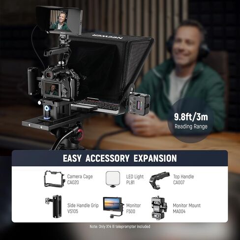 NEEWER Teleprompter مع حامل كاميرا من نوع Arca، أحذية باردة، جهاز تحكم RT113 لتطبيق NEEWER Teleprompter، التدريس عبر الإنترنت/Vlogger/مطالبة البث المباشر لجهاز iPad اللوحي، تجميع مجاني، X12II in Saudi Arabia