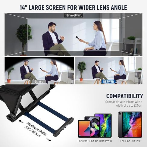 NEEWER Teleprompter مع حامل كاميرا من نوع Arca، أحذية باردة، جهاز تحكم RT113 لتطبيق NEEWER Teleprompter، التدريس عبر الإنترنت/Vlogger/مطالبة البث المباشر لجهاز iPad اللوحي، تجميع مجاني، X12II in Saudi Arabia