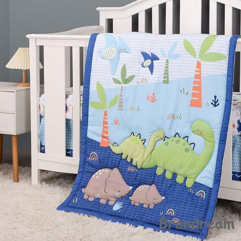 أطقم سرير براندريم سفاري للأولاد | مجموعة حضانة مكونة من 3 قطع | لحاف سرير أطفال، ملاءة سرير ملائمة، تنورة سرير متضمنة زرافة حمار وحشي على شكل فيل، رمادي in Kuwait