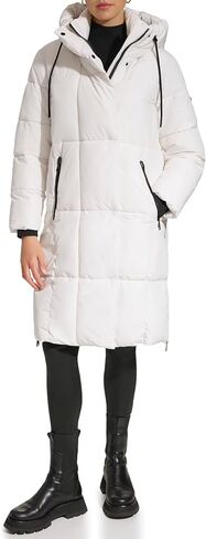 DKNY Women's Hooded Long Puffer, Thistle in Saudi Arabia
