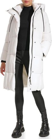 DKNY Women's Hooded Long Puffer, Thistle in Saudi Arabia
