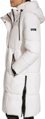 DKNY Women's Hooded Long Puffer, Thistle in Saudi Arabia