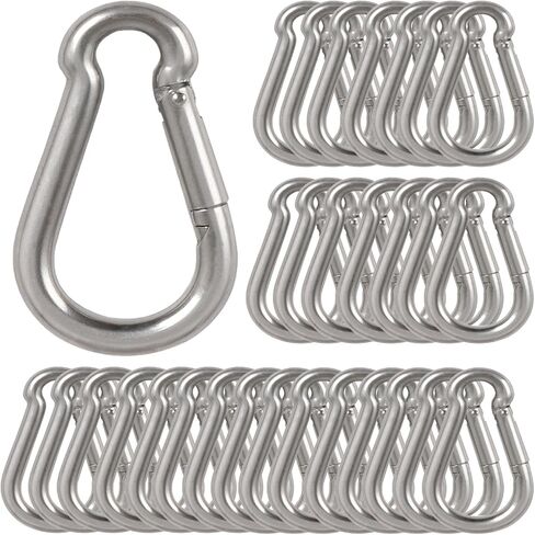 3Inch Safety Spring Snap Hook, Ailengy 30Pcs 5/16I Galvanized Steel Quick Link Carabiner Clip Hooks(M8), Heavy Duty Steel Clip Buckle for Camping Hiking, Hiking Boating, Fishing, and Traveling in Saudi Arabia