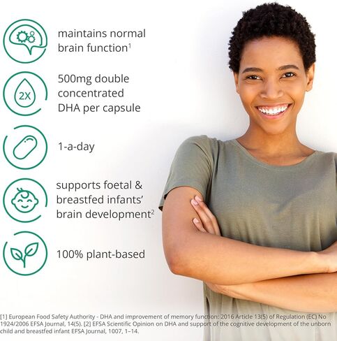 DHA Supplements (30) | Double Concentrate Omega 3 DHA 500mg PER Capsule - 1 a day| Brain & Eye Health | Vegan DHA - Omega 3 Algae Oil |DHA 1000mg x 2 Capsules | Sustainable DHA Capsules in Saudi Arabia