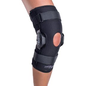DonJoy Deluxe Hinged Knee Brace, Drytex Wrap Around, Open Popliteal, Medium