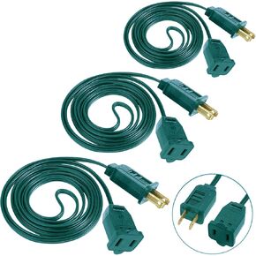 6 FT Extension Cord, US AC 2-Prong Black Male/Female Outlet Saver Power Extension Cord Cable for Halloween Christmas Decorations Lights Connection