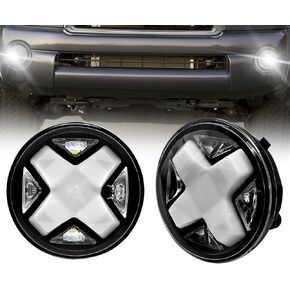 مصابيح ضباب LED&DRL متوافقة مع 2005-2011 تويوتا تاكوما / 2007-2013 تندرا / 2004-2006 سولارا / 2008-2015 سيكويا (عدسة شفافة)