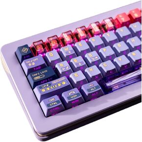 PBT+ PC Keycaps- Anime Girl Keycaps Transparent PC+ 5 Side Dye-Sub Keycap Set Cherry Profile for Mechanical Keyboard Key Cap (38 Key Purple PC Set- Screen Print)