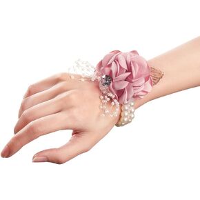 Rose Wrist Corsage Boutonniere Set,Wrist Flower Corsage Wristlet Band Bracelets and Men's Boutonniere for Wedding Flowers Accessories Prom Suit Decor