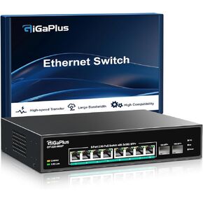 26 Port 2.5Gb Unmanaged PoE Switch with 24*2.5G Base-T PoE Ports, 2*10G SFP Uplink, 802.3af/at (PoE+), 160Gbps Switching Capacity, GigaPlus 2.5G PoE Switch for 2.5Gb NAS/PC, WiFi6 Router, Wireless AP
