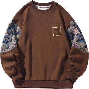 Streetwear Men's Bear Embroidered Pullover Long Sleeve Crewneck Sweatshirt for Boyfriend Gifts Loose Fit Shirt