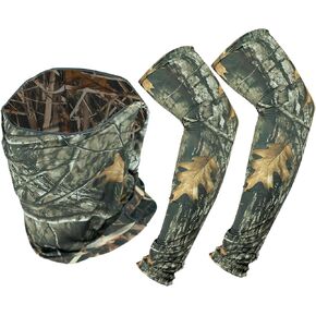 LOOGU Sun Protection Cooling Arm Sleeves UPF 50+ Ice Silk Neck Gaiter Camo All Weather Hunting Fishing Hiking Cycling