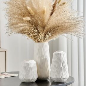 Octdays White Ceramic Vase Decor: Modern Boho Vase Set of 3 for Home Decor Minimalist Decorative Vase Texture Vases for Living Room Centerpiece Table Office Entryway Decoration
