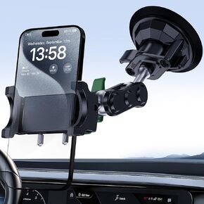 MAGIC JOHN Ultra-Durable Phone Holders for Your Car, 360° Rotation Car Phone Holders, Strongest Military-Grade Suction Cup for Windshield, Car Window, Roof Glass, Fit for iPhone Samsung All Phone