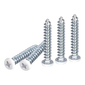 ST3x8mm White Screws 100Pack - Zinc Plated Carbon Steel Pan Head Phillips Sheet Metal Screw Self-tapping Screw Wood Screws