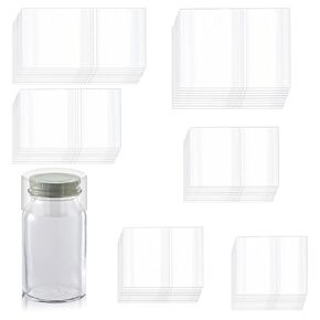 480Pcs 6 Large Sizes PVC Heat Shrink Wrap Bands, Clear Heat Shrink Wrap Film Bottle Shrink Bands Perforated Shrink Seal Bands for Essential Oil Bottle Jars