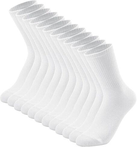 6 Pairs Black And White Long Crew Socks for Women Thin Casual Mid Calf Socks (Size 6-11) in Saudi Arabia