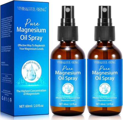 Magnesium Spray, Magnesium Oil for Feet, Pure Magnesium Oil Spray Organic Natural Magnesium Spray Glass Bottle, Easy to Absorb and Use in Saudi Arabia