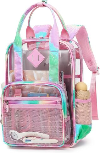 حقيبة ظهر مدرسية شفافة للبنات والأولاد، حقيبة كتب شفافة شديدة التحمل للأطفال شفافة من خلال حقيبة مدرسية (أسود مربعات) in Kuwait