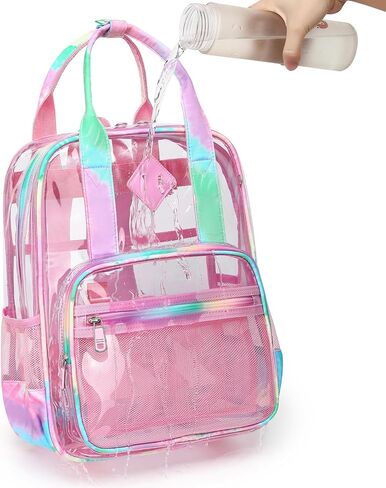 حقيبة ظهر مدرسية شفافة للبنات والأولاد، حقيبة كتب شفافة شديدة التحمل للأطفال شفافة من خلال حقيبة مدرسية (أسود مربعات) in Kuwait