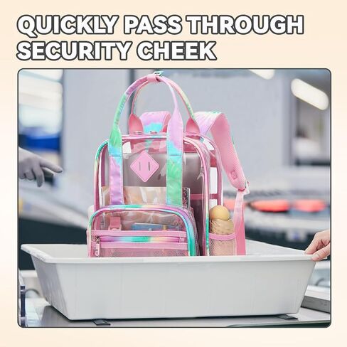 حقيبة ظهر مدرسية شفافة للبنات والأولاد، حقيبة كتب شفافة شديدة التحمل للأطفال شفافة من خلال حقيبة مدرسية (أسود مربعات) in Kuwait