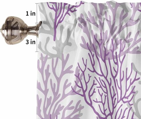 Blue Grey Coral Coastal Farmhouse Short Window Curtain Valances, Summer Beach Valances for Windows, Seaside Nautical Rod Pocket Kitchen Valances for Living Room Bedroom Bathroom Cafe 54"x18" in Kuwait